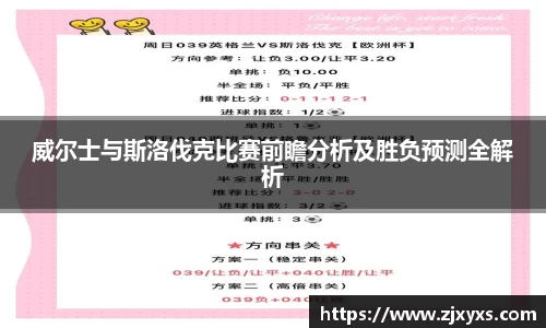 威尔士与斯洛伐克比赛前瞻分析及胜负预测全解析
